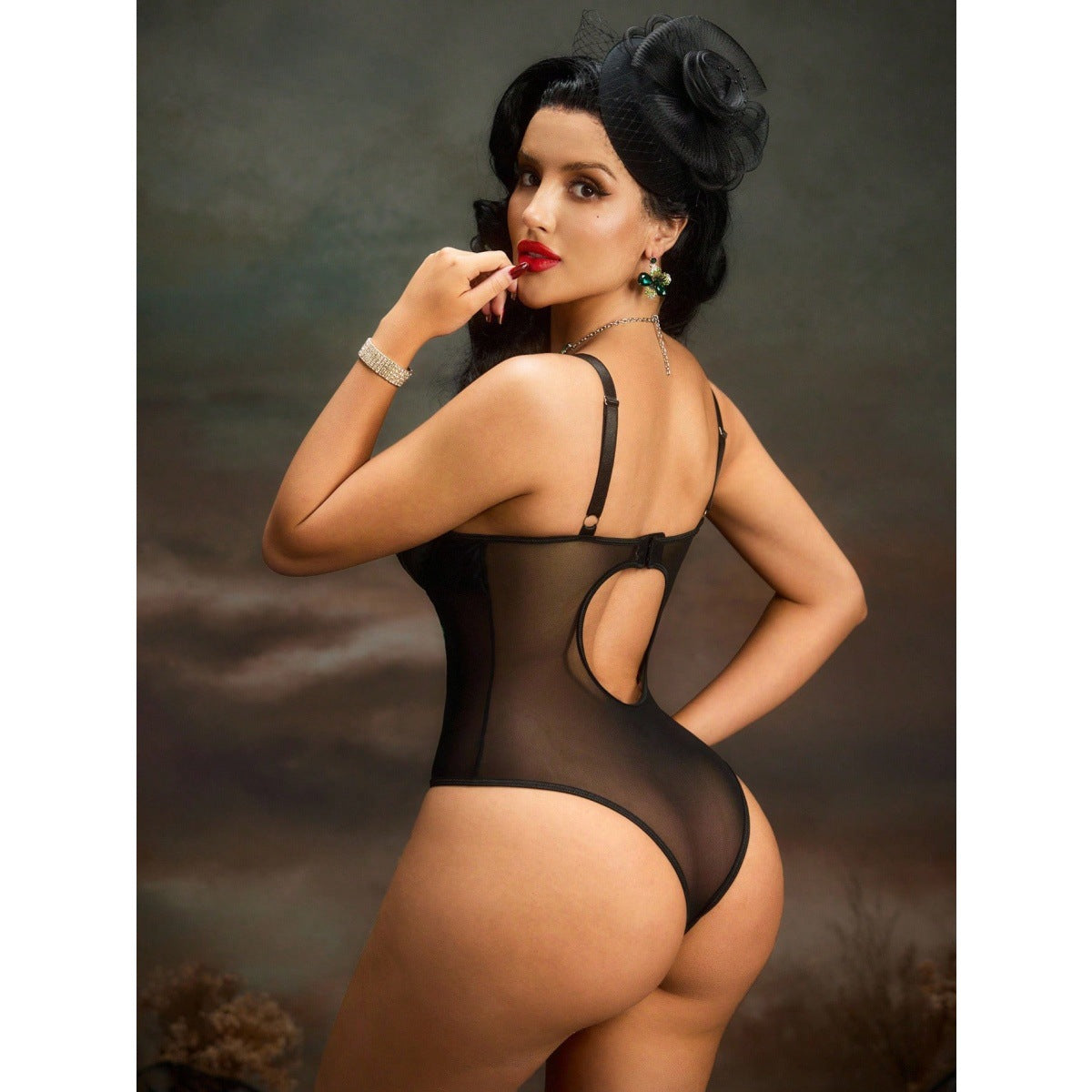 Retro Black Green Corset Leotard Waist Shaping Clothes Adult Lady like Woman Sexy Jumpsuit