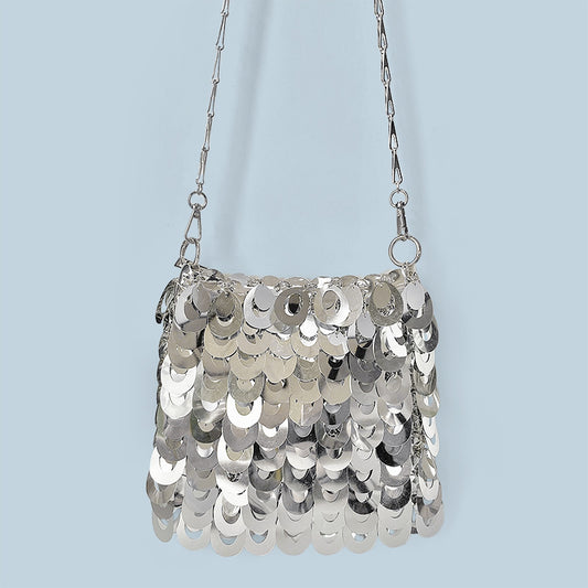 Niche Hollow Out Cutout out Sequin Chain Oversized Bag Women Bag Autumn Popular Messenger Bag
