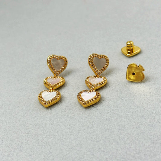 Romantic Aura Series Three-Dimensional Long Love Heart Fringed Zircon Stud Earrings Elegant High Grade Earrings Women - Wanita Store