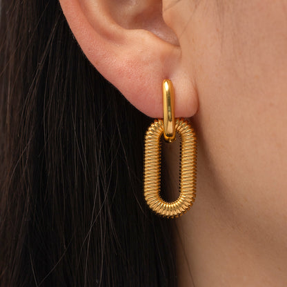 Exaggerated 18K Gold Plated Stainless Steel Chain Earrings Jewelry Advanced Trendy Stylish Earrings Accessories - Wanita Store