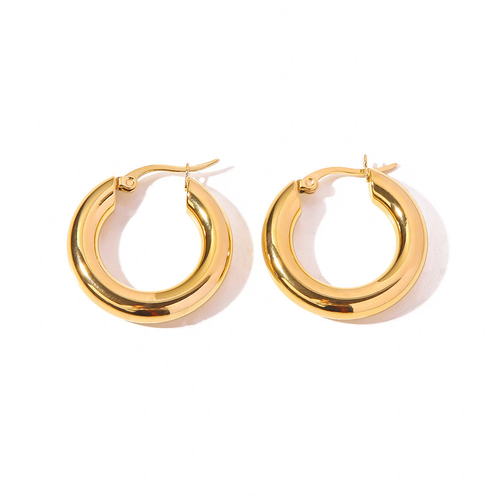 French Circle Non Fading Earrings Exaggerated Personalized Light Luxury Simplicity Online Influencer Earrings Stainless Steel Earrings for Women Accessories - Wanita Store