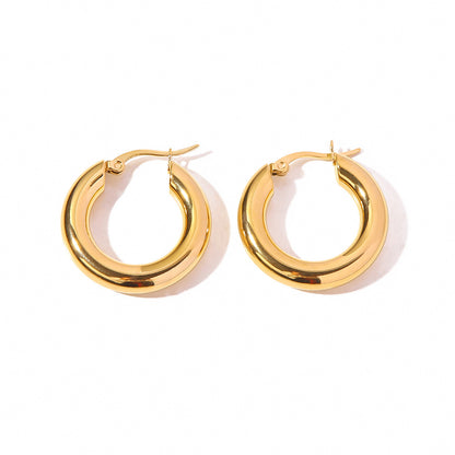 French Circle Non Fading Earrings Exaggerated Personalized Light Luxury Simplicity Online Influencer Earrings Stainless Steel Earrings for Women Accessories - Wanita Store