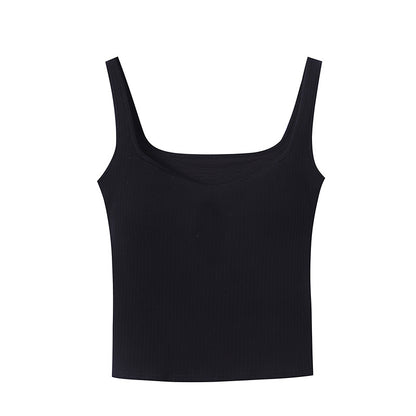 Comes With Chest Pad French Square Collar Wide Shoulder Strap Cover Supernumerary Breast Sling Beautiful Vest Spring Summer - Wanita Store