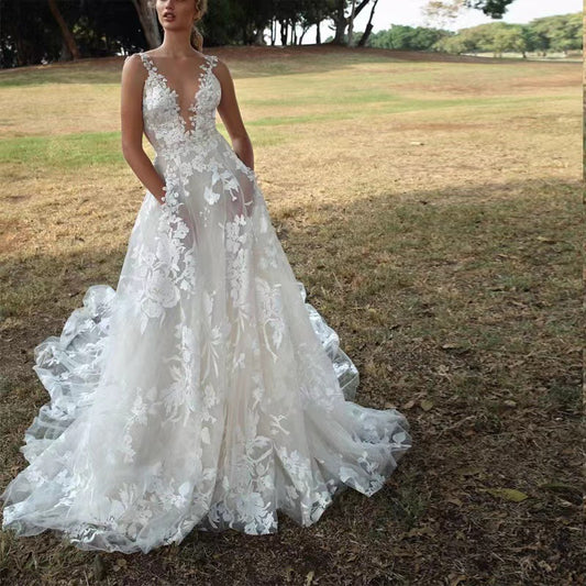 Women Clothing Tutu Lace Bridal Wedding Dress Sexy White Suspender Bridesmaid Dress