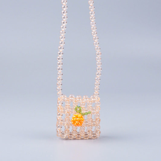 Mini Headset Shoulder Crossbody Small Square Bag Beaded Acrylic Special Interest All Match Bag