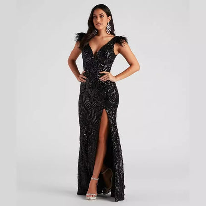 Summer Slim High Density Sequined Cocktail Evening Dress - Wanita Store