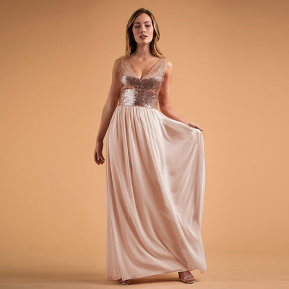 Sexy Dress Women Sleeveless V neck Wedding Bridesmaid Dress - Wanita Store