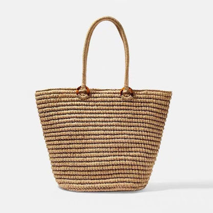 Straw Bag Simple Straw Bag Shoulder Portable Large Capacity Women Bag Summer Vacation Beach Bag Woven Bag - Wanita Store