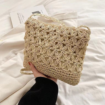 Crossbody Straw Bag Hollow Out Cutout Floral Straw Bag Woven Bag Vacation Beach Bag Change Mobile Phone Bag - Wanita Store