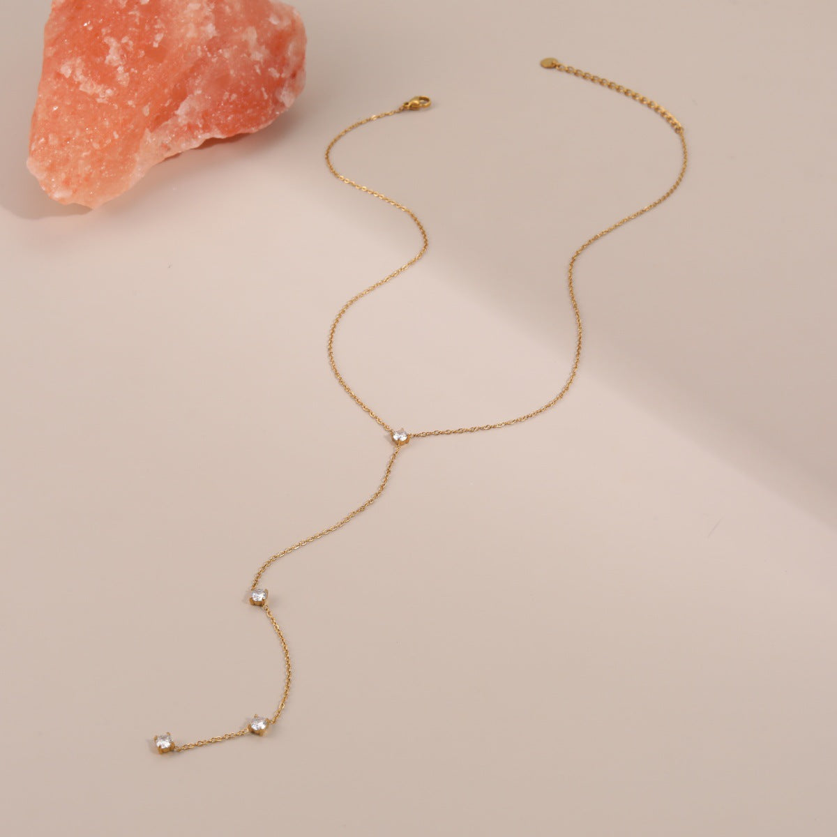 Simple Tassel Long Necklace Ornament Long Zircon Embellished Y Shaped Necklace - Wanita Store