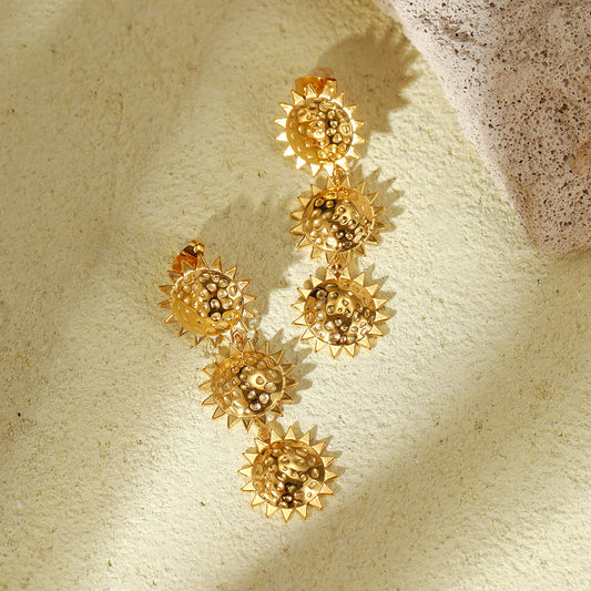 Sunflower Titanium Steel Earrings Women Special Interest Design High Grade Floral Stainless Steel Earrings - Wanita Store