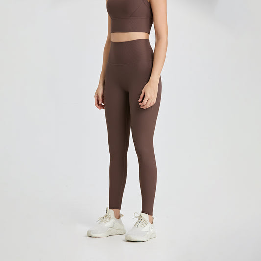 One Piece Non Embarrassing Line High Waist Pocket Yoga Pants Nude Feel Peach Hip Tight Workout Exercise Pants