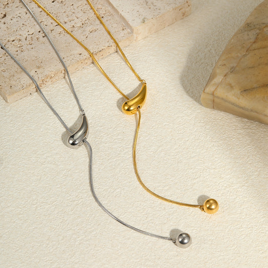 Titanium Steel Snake Bones Chain Non Fading Stainless Steel Necklace Gold Plated Light Luxury Design Long Y Shaped Chain - Wanita Store