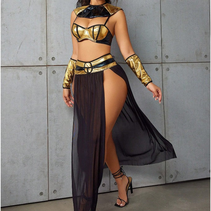 Sexy Sheer Cutout Side Open Long Skirt Split Sexy Lingerie Set