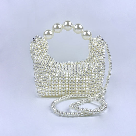 Popular Hand Woven Large Pearl Tote Shoulder Bag Socialite High Grade Dinner Bag - Wanita Store
