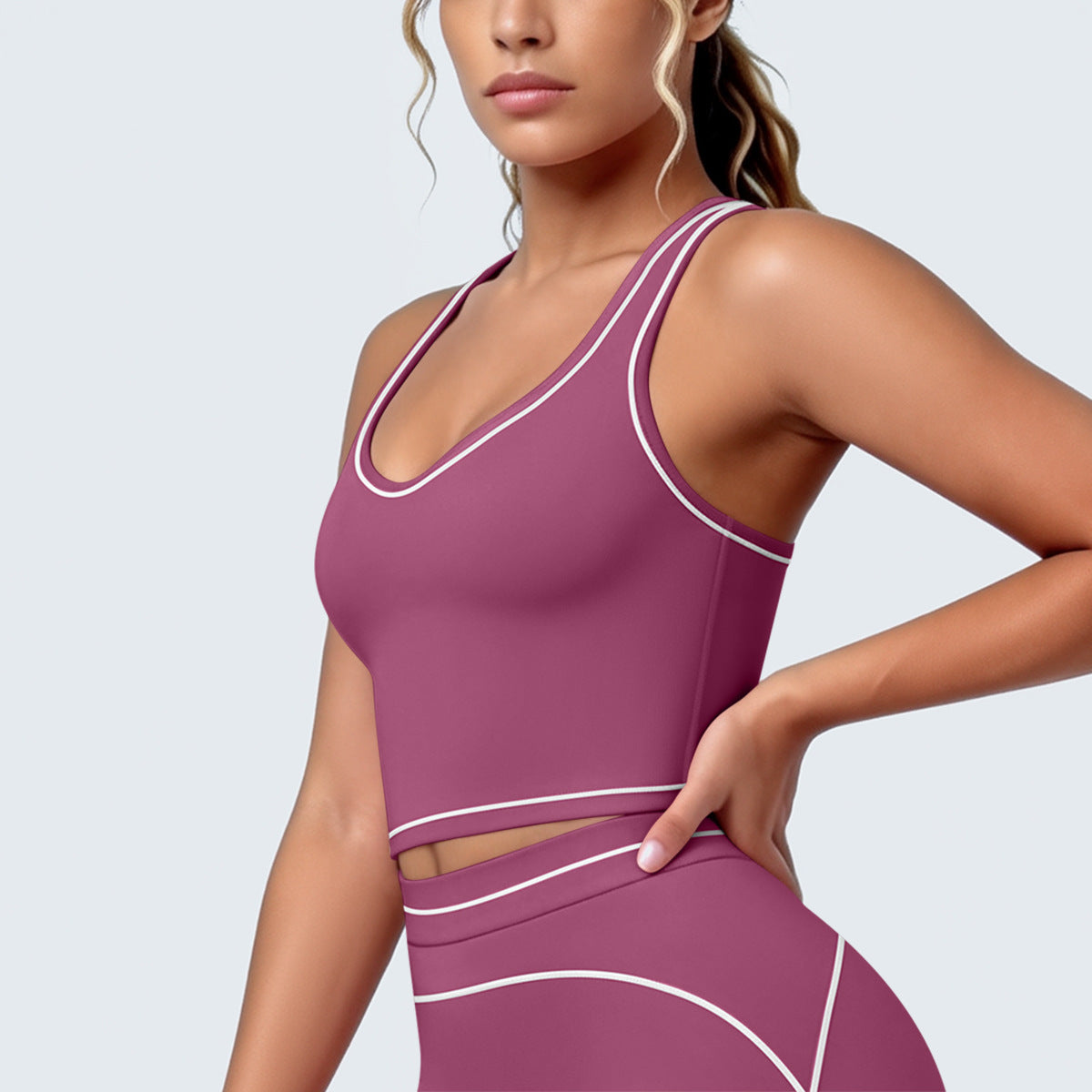 Seam Contrast Color Yoga Vest H Shaped Beauty Back Brushed Comfortable Sports Vest Running Fitness Top