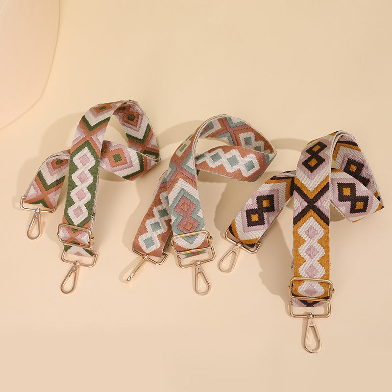 Purse Chain Wide Shoulder Strap Crossbody Bag with Ethnic Contrast Color Backpack Accessories All Match Single Shoulder Crossbody Bag Strap