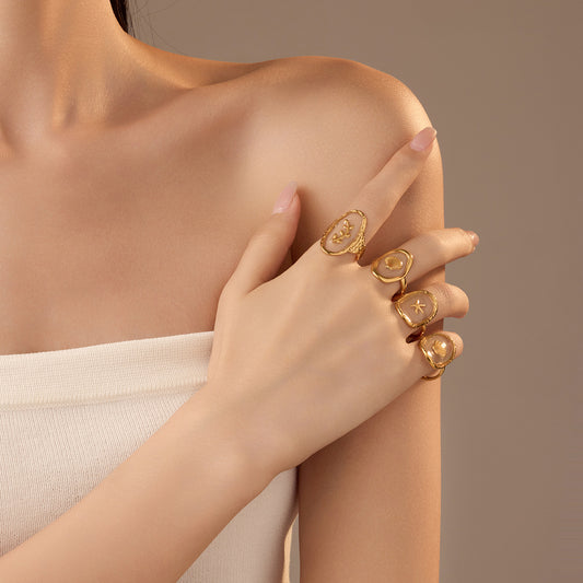Marine Series Open Ring All Match Scallop Starfish Adjustable Ring Design Bracelet - Wanita Store