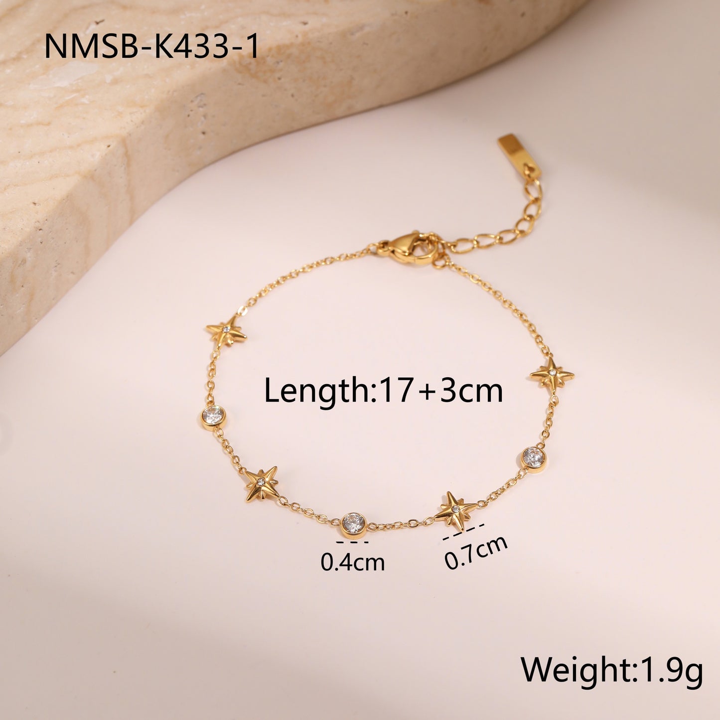 Gold Six Pointed Star Bracelet