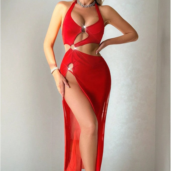 Supply Sexy Side High Open Waist Halter Dress Sexy Lingerie