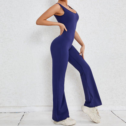 Autumn Sand Hollow Out Cutout Beauty Back One Piece Peach Hip Lifting Sport Workout Clothes Micro Pull Yoga Jumpsuit Jumpsuit - Wanita Store