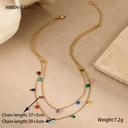 NMSN-G321-3 Gold Color Zirconium Necklace