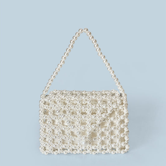 Simplicity Fashionable Minority Design Bags Hand Woven Beads Portable Imitation Pearl Bag