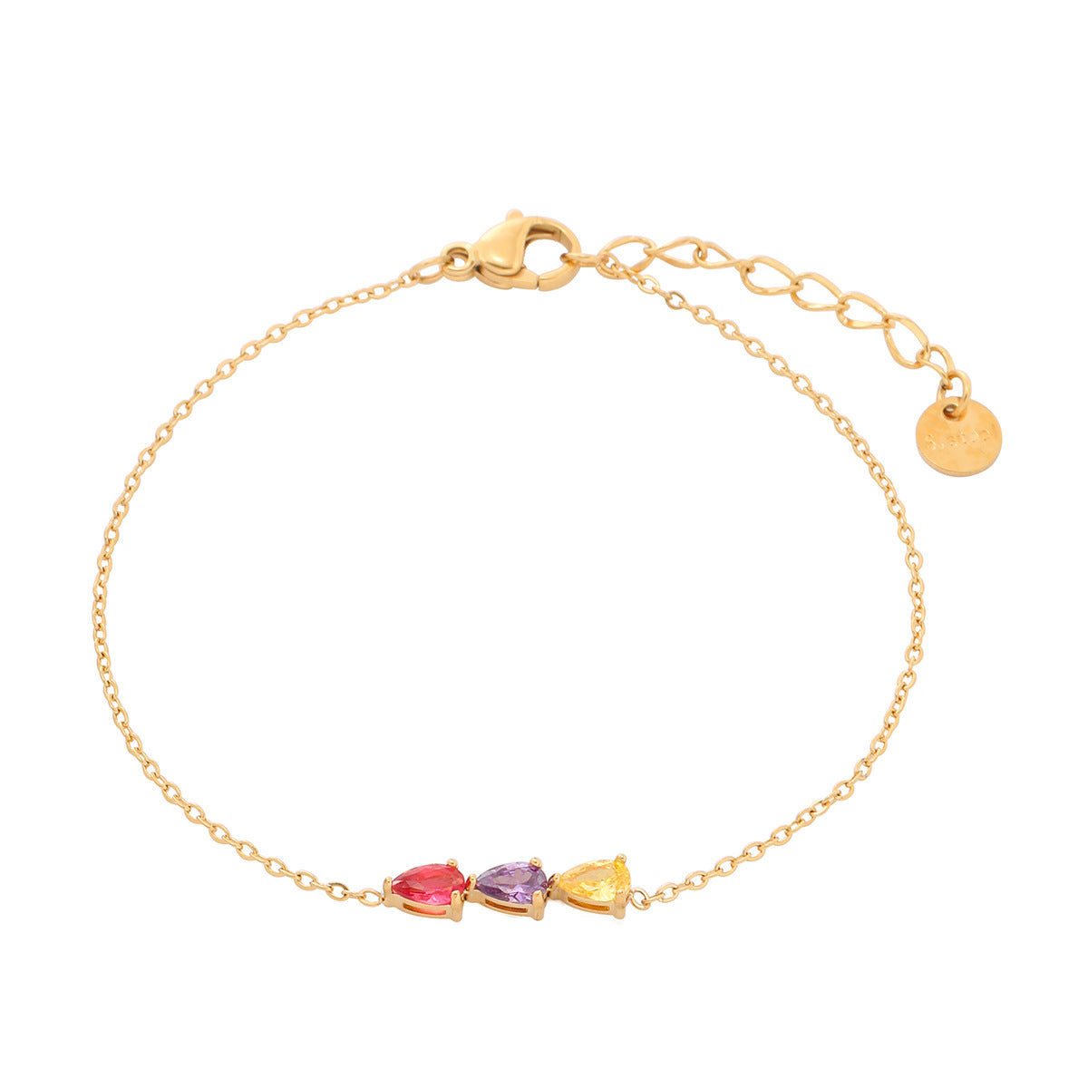 Water Drop Zircon Titanium Steel Bracelet Women Simple Colorful Crystals Personality Stainless Steel Bracelet - Wanita Store