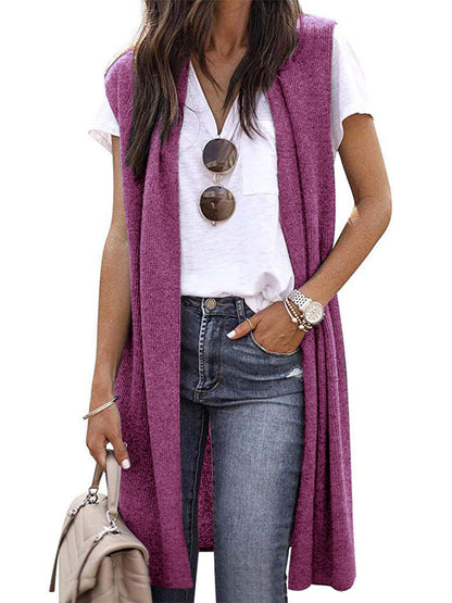 Solid Color Casual Mid-Length Vest Six Colors Size - Wanita Store