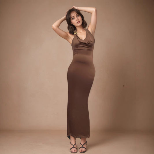 V neck Elegant Halter Dress Women Summer High Grade Sexy Sheath Dress