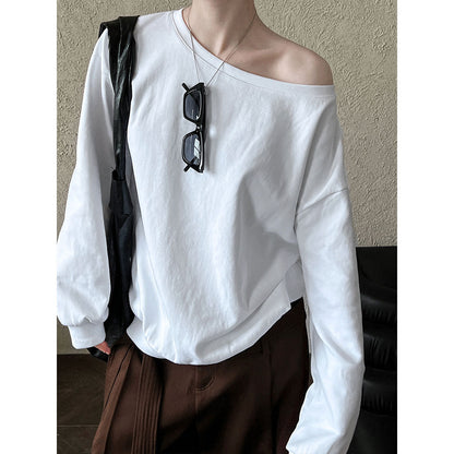 Loose off Shoulder Sweater Women Spring Loose Lazy off Shoulder off Shoulder Top - Wanita Store