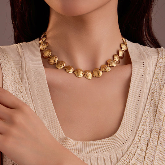 Trendy All Match Beach Stainless Steel Shell Clavicle Chain Necklace Titanium Steel Ornament Women - Wanita Store