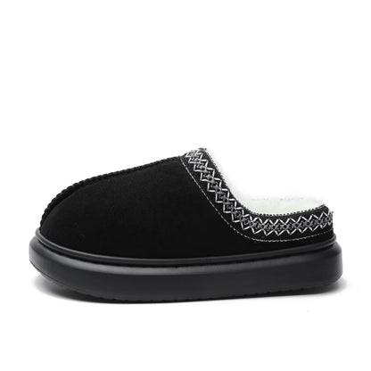 Baotou Fluffy Slippers Autumn Winter Ethnic Cotton Slippers Men Women Couple Warm Rubber Thick-Soled Cotton Slippers - Wanita Store