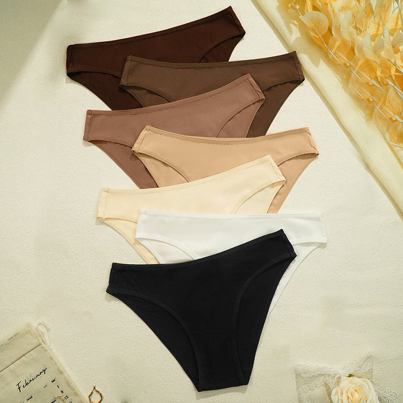 Low Waist Pure Cotton Underwear Women Breathable Moisture Absorption Maillard Combed Cotton Ladies Hip Lifting Briefs