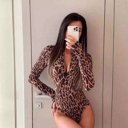 Women Clothing Autumn Stand Collar Long Sleeve Waist Tight Jumpsuit Women Sports Fitness Casual Women Top - Wanita Store