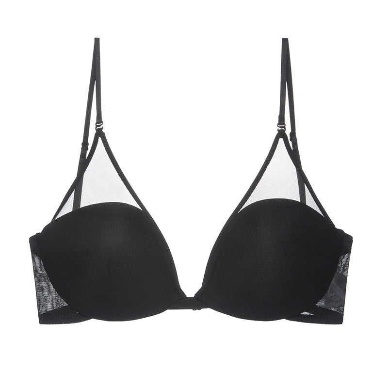 French Sexy Bra U Shaped Mesh Breathable Beauty Back Underwear Women Halter Wireless Push up Bra