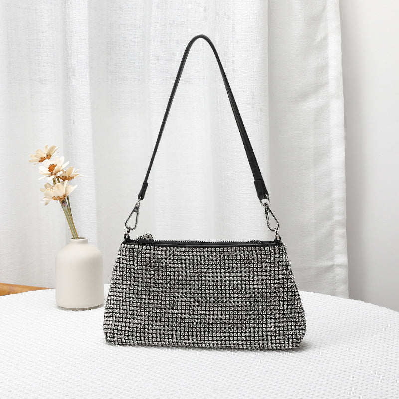 Rhinestone Bag Women Dinner Bag Full Diamond Portable Underarm Bag Diamond Embedded High Grade One Shoulder Crossbody