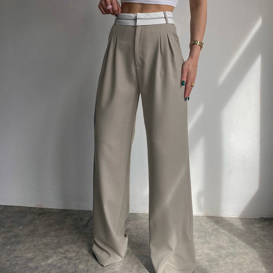 Autumn Solid Color Slimming Casual Pants Niche Design Mopping Work Pant