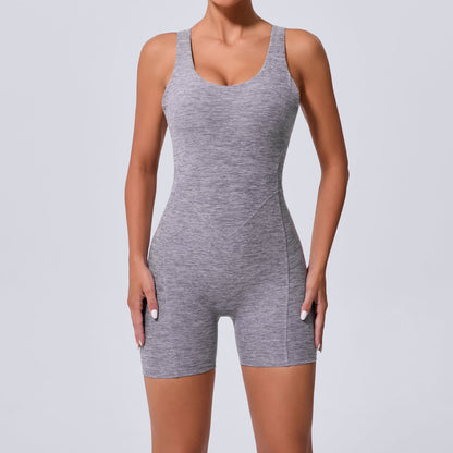 Autumn Sand Hollow Out Cutout out Beauty Back One Piece Yoga Jumpsuit Skinny Slimming Hip Lifting Fitness One Piece Sportswear for Women - Wanita Store
