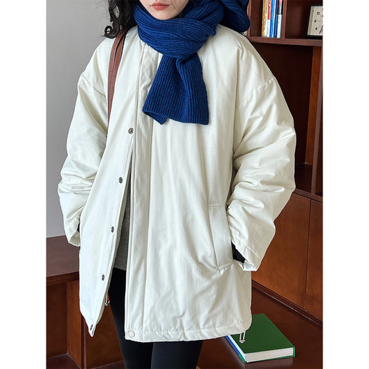 Simple Profile Cotton Coat Jacket Women Winter Oversize Quilted Workwear Cotton Coat