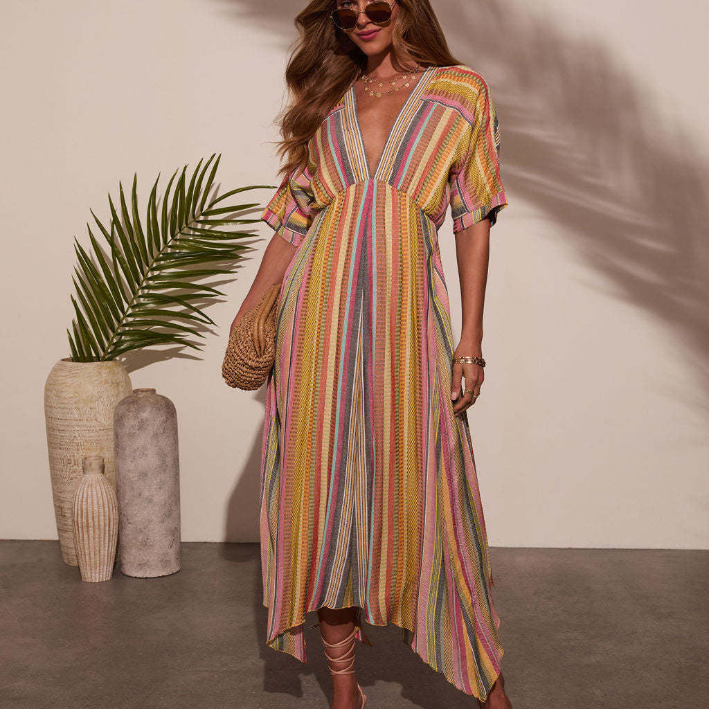Beach Coat Seaside Vacation Loose Robe Sun Protection Maxi Dress Bikini Robe Dress Women
