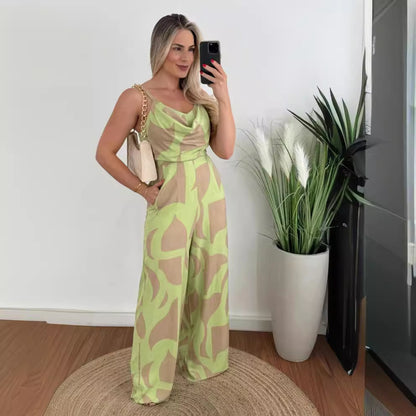 Women Clothing Office Sling One Piece Straight Leg Trousers - Wanita Store