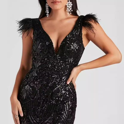 Summer Slim High Density Sequined Cocktail Evening Dress - Wanita Store