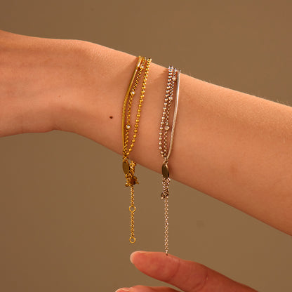 Light Luxury High Grade Multi Layer Stainless Steel Bracelet Twin Inlaid Zircon Niche Titanium Steel Hand Jewelry - Wanita Store