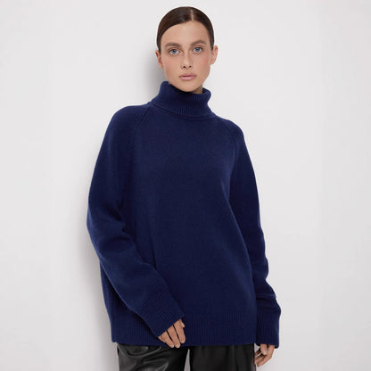 Wool Turtleneck Sweater Autumn Winter Loose Pullover Sweater Thermal Knitting Sweater for Women - Wanita Store