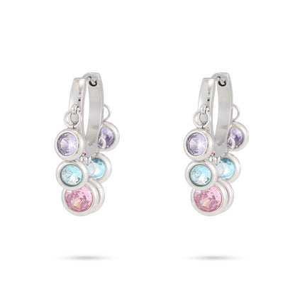 18K Vacuum Gold Plated round Diamond Stainless Steel Earrings for Women Affordable Luxury Colorful Crystals Titanium Steel Earrings Women - Wanita Store