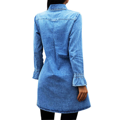 Jacket Women Autumn Winter New Slim Denim Dress Fashion Europe Denim Women Dress Sexy - Wanita Store