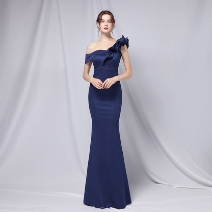 off-Shoulder Banquet Evening Dress Maxi Party Long Elegant Slim Sexy Fishtail Dress Formal Gown - Wanita Store