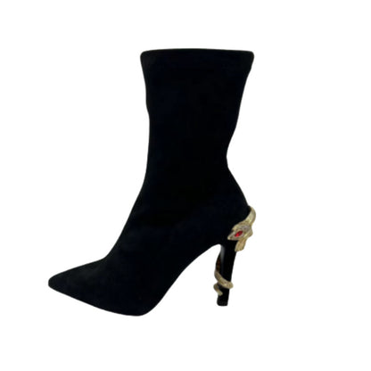Autumn Winter Black Skinny Boots Stiletto Heel Elastic Socks Boots Sexy Pointed Ankle Boots - Wanita Store