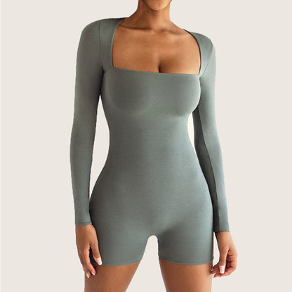 Sexy Slim Yoga Long Sleeve One Piece Ballet Dance One Piece Tight Sports Romper - Wanita Store
